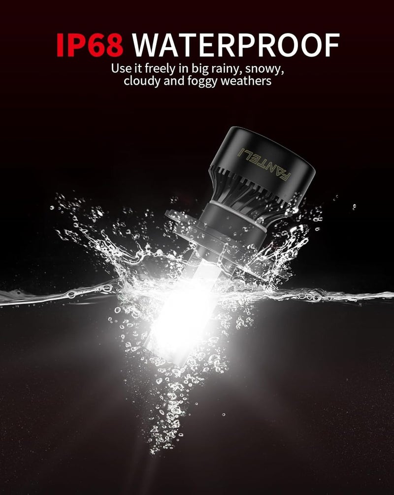 FANTELI 2x 𝖧𝟦/𝟫𝟢𝟢𝟥 Bulbs, 40000LM 900% Brighter 1:1 Size, No Adapter Required, 6500K Cool White IP68 Waterproof Off-Road Lights, Pack of 2 - Image 5